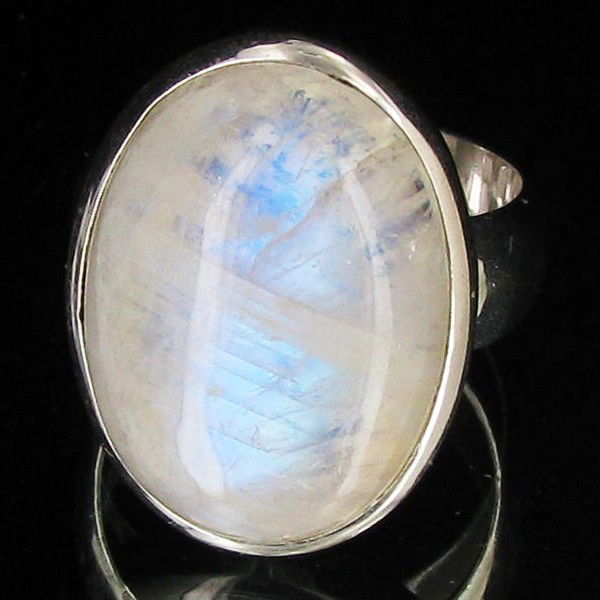 48.42twc Moonstone Sterling Ring: Excellent well crafted piece; stone well cut/colored with treatment