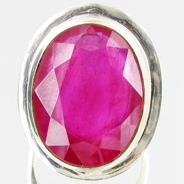 112.74twc Mozambique Ruby Sterling Ring: Excellent well crafted piece; stone well cut/colored with treatment