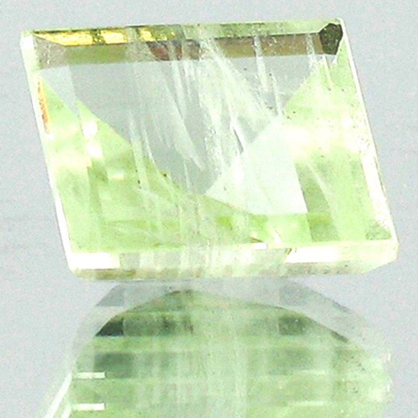17.42ct Light Green Beryl Appraised $11k: Excellent light green colored specimen square cut; lab quality evaluation 6; treatment as noted; Gem Guide wholesale $1307-$2613; full retail appraisal $11029; full lab evaluation available