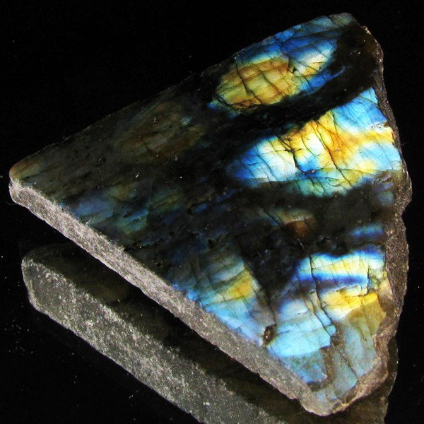 228.95ct Flashy Peacock Color Labradorite Slab: Excellent and well colored; with treatment
