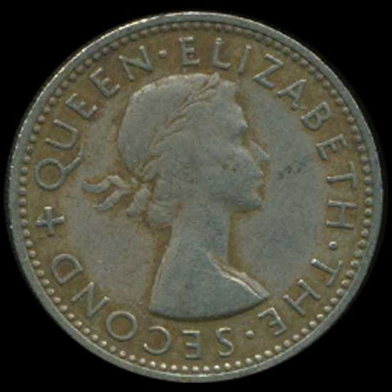 1955 New Zealand Shilling Elizabeth XH Rare: Excellent XF; only 200k minted