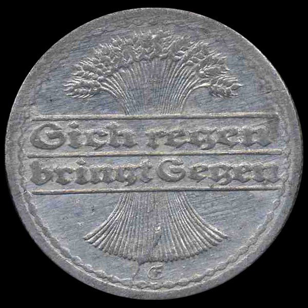 1921 Germany 50pfg MS64 RARE Blundered Mintmark E: Rare; $350bv