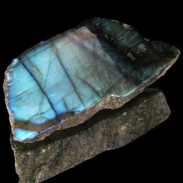203.2ct Flashy Peacock Color Labradorite Slab: Excellent and well colored; with treatment