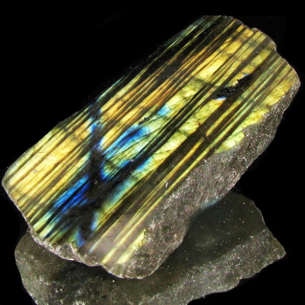 113.25ct Flashy Peacock Color Labradorite Slab: Excellent and well colored; with treatment