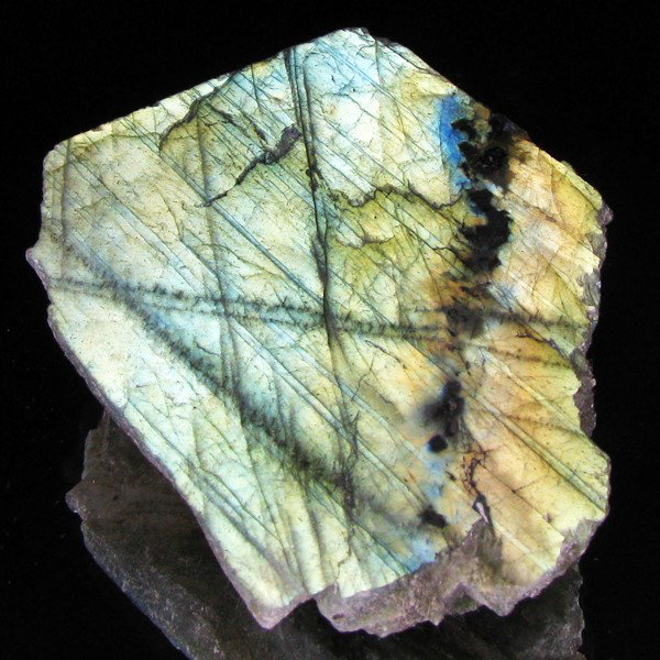 204.9ct Flashy Peacock Color Labradorite Slab: Excellent and well colored; with treatment