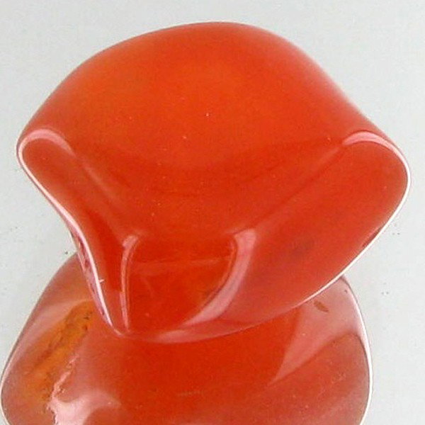 21.1ct Carnelian Freeform Cabochon: Excellent and well colored; with treatment