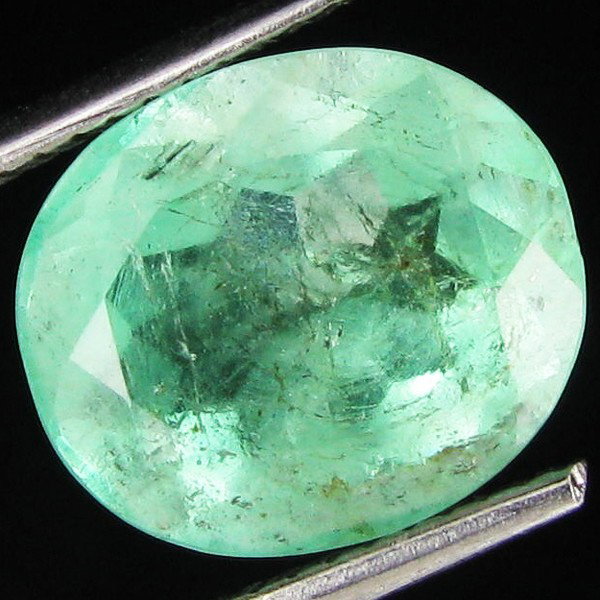 3.74ct Natural Colombian Emerald Oval Mint Green: Excellent piece; Well cut and colored; with treatment