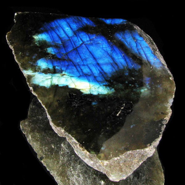 350.7ct Flashy Peacock Color Labradorite Slab: Excellent and well colored; with treatment