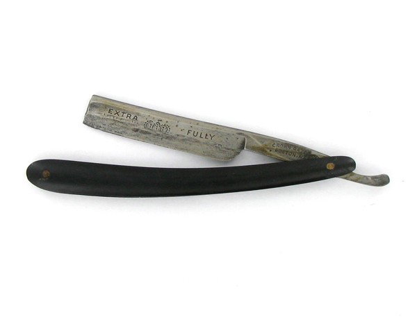 Antique Crown Wood Handle Razor: Nice antique piece; 9" open
