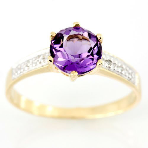 1.60Ct Genuine Natural Amethyst & Diamond 9K Gold: Excellent well-made NEW piece