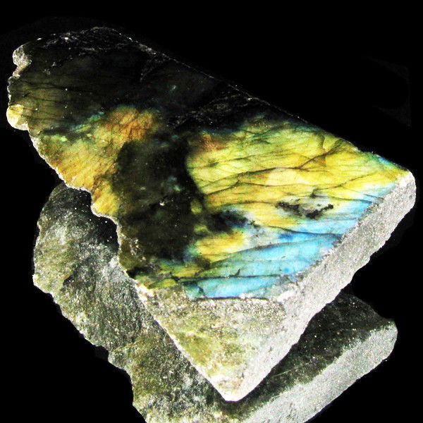 244.9ct Flashy Peacock Color Labradorite Slab: Excellent and well colored; with treatment