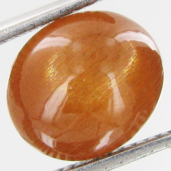 3.90ct Vibrant Sunstone Cat's Eye Cabochon: Excellent piece; well cut & colored; with treatment