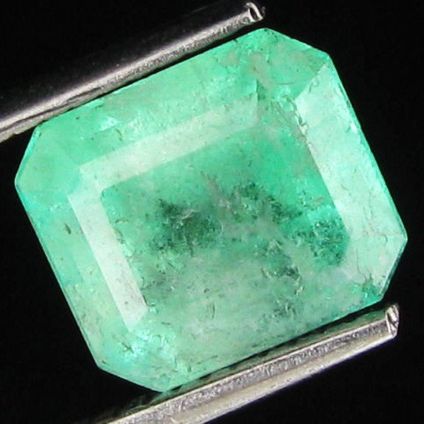 2.46ct Natural Colombian Emerald Cut Mint Green: Excellent piece; Well cut and colored; with treatment
