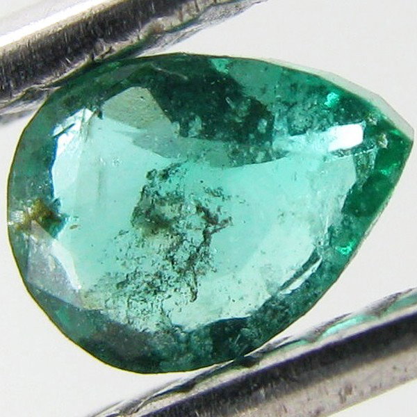 0.27ct Colombian Emerald Pear: Excellent piece; well cut & colored; with treatment