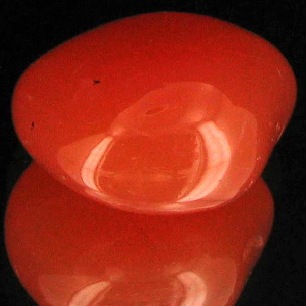 28.75ct Carnelian Freeform Cabochon: Excellent and well colored; with treatment