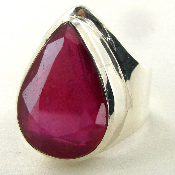 78twc Mozambique Ruby Sterling Ring: Excellent well crafted piece; stone well cut/colored with treatment