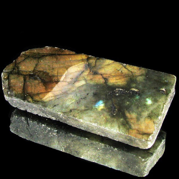 207.3ct Flashy Peacock Color Labradorite Slab: Excellent and well colored; with treatment