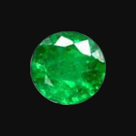 3mm Colombian Emerald Round Diamond Cut: Excellent piece; well cut & colored; with treatment