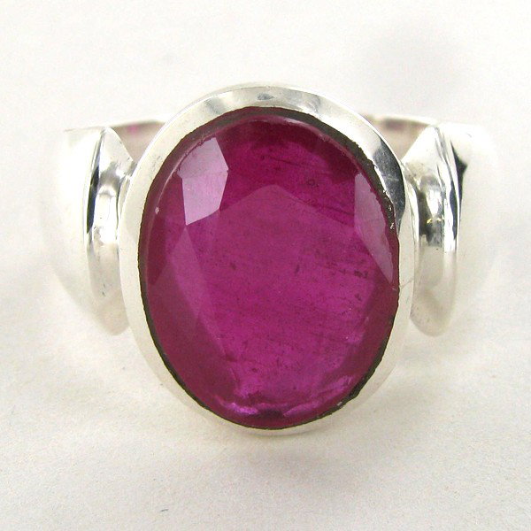 51.17twc Mozambique Ruby Sterling Ring: Excellent well crafted piece; stone well cut/colored with treatment