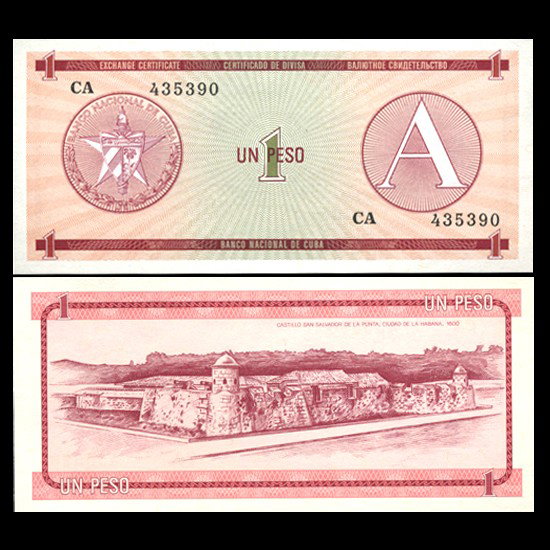 1985 Cuba 1p Foreign Exch Crisp Unc Note Series A: Scarce hi grade early issue