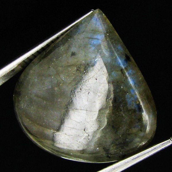13.51ct Labradorite Cabochon: Excellent piece; well cut & colored; with treatment