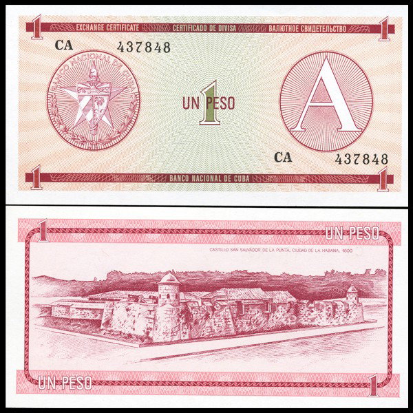 1985 Cuba 1 Peso For. Exch. Note Crisp Unc.: Scarce issue