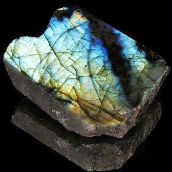 340ct Flashy Peacock Color Labradorite Slab: Excellent Piece; well colored and cut; with treatment