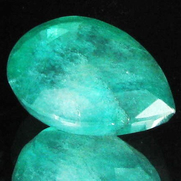 13.42ct Pear Cut Colombian Emerald: Excellent piece; well cut & colored; with treatment