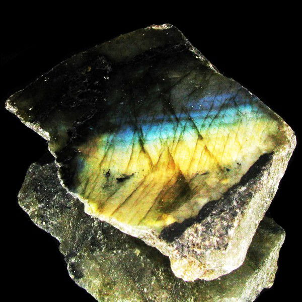 213.95ct Flashy Peacock Color Labradorite Slab: Excellent and well colored; with treatment