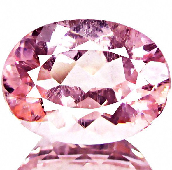 4.12ct Natural Soft Peach Pink Morganite Oval: Excellent piece; well cut and colored; with treatment