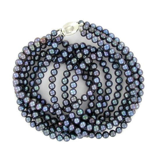 Black Saltwater Pearl Three Strand Necklace: Excellent black saltwater pearls; uniformly sized (6.5mm); 330 count; 75" (25" 3 strands);