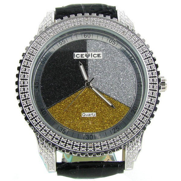 New Ice Time Mens Diamond Bezel Watch: Brand new mens bling style with 10 diamonds in bezel; 2 different color bands; box and papers; retail $1595