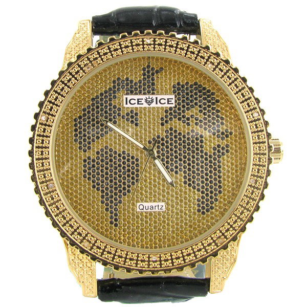New Ice Time Mens Diamond Bezel Watch: Brand new mens bling style with 10 diamonds in bezel; 2 different color bands; box and papers; retail $1595