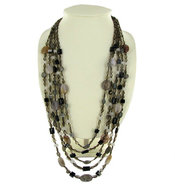 1300twc Labradorite Agate Smoky Quartz Necklace: Excellent well-crafted piece