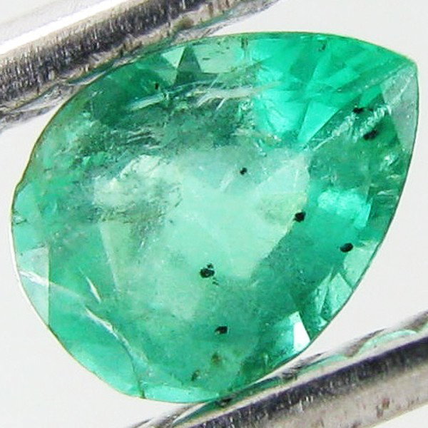 0.24ct Colombian Emerald Pear: Excellent piece; well cut & colored; with treatment