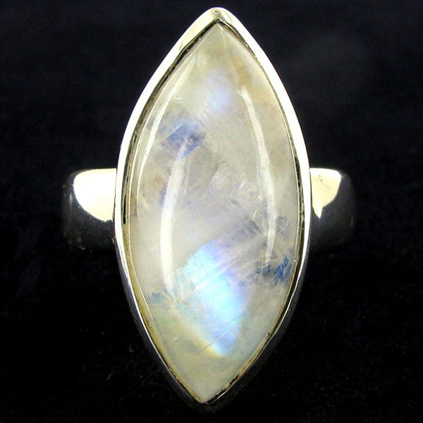 48.4twc Moonstone Sterling Ring: Excellent well crafted piece; stone well cut/colored with treatment