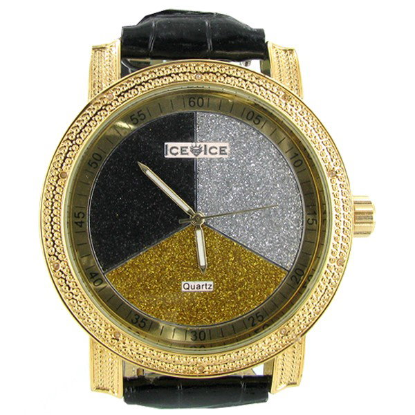 New Ice Time Mens Diamond Bezel Watch: Brand new mens bling style with 10 diamonds in bezel; 2 different color bands; box and papers; retail $1595