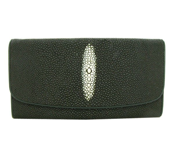 Ladies Stingray Hide Clutch Purse Wallet: Well made; brand new ladies Stingray Hide dark green clutch purse/wallet. 7.5" x 4" x 1" when folded. Multiple inside sections; one zippered with multiple dividers and a smaller zippered section insid