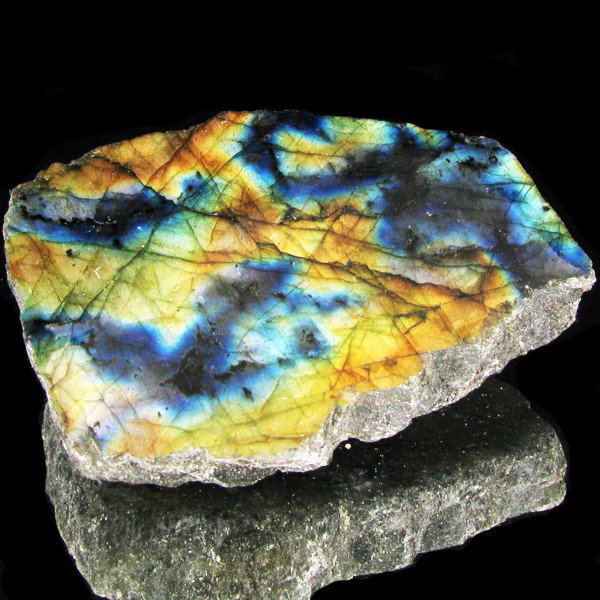 274.25ct Flashy Peacock Color Labradorite Slab: Excellent and well colored; with treatment