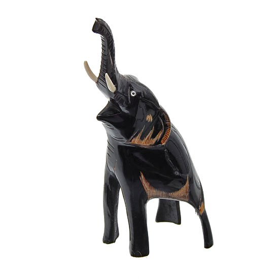 Water Buffalo Horn Scrimshaw Elephant RARE EST: $: Excellent piece; finely carved Thai scrimshaw image of elephant on water buffalo horn; 6"