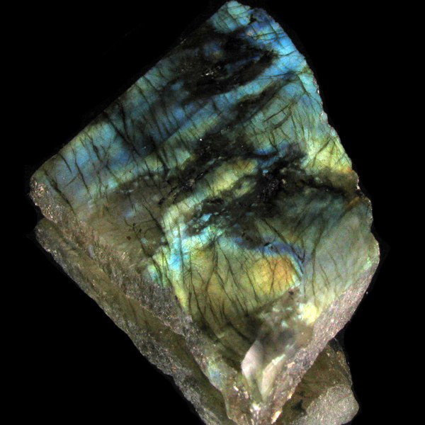 200ct Flashy Peacock Color Labradorite Slab: Excellent Piece; well colored and cut; with treatment