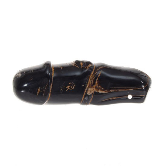 Large Hand Carved Buffalo Horn Phallus: Rare large hand carved buffalo horn piece, 7" 14+ oz