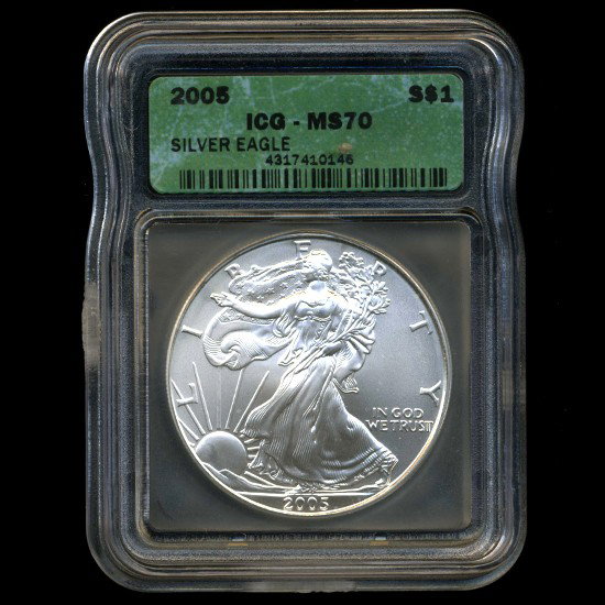 2005 Silver Eagle Graded GEM MS70 - 2