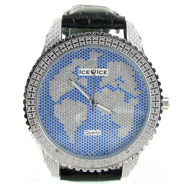 New Ice Time Mens Diamond Bezel Watch: Brand new mens bling style with 10 diamonds in bezel; 2 different color bands; box and papers; retail $1595