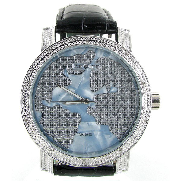 New Ice Time Mens Diamond Bezel Watch: Brand new mens bling style with 10 diamonds in bezel; 2 different color bands; box and papers; retail $1595
