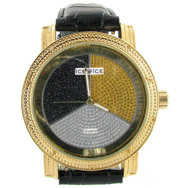 New Ice Time Mens Diamond Bezel Watch: Brand new mens bling style with 10 diamonds in bezel; 2 different color bands; box and papers; retail $1595