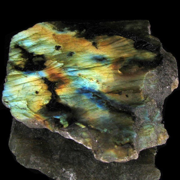 320ct Flashy Peacock Color Labradorite Slab EST:: Excellent Piece; well colored and cut; with treatment