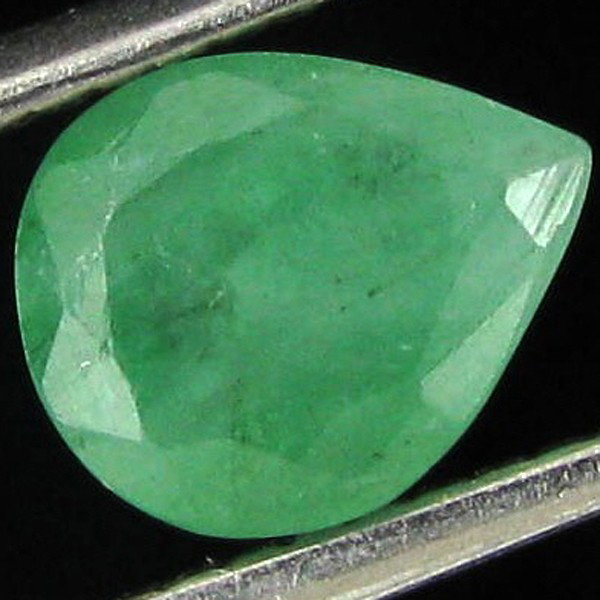 1.44ct Green Colombia Emerald Pear: Excellent specimen; well cut and colored; with customary treatment unless noted otherwise