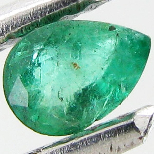 0.15ct Colombian Emerald Pear: Excellent piece; well cut & colored; with treatment