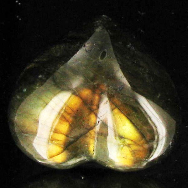 51.11ct Gem Grade Labradorite Peacock Colors Hear: Excellent Piece; well colored and cut; with treatment